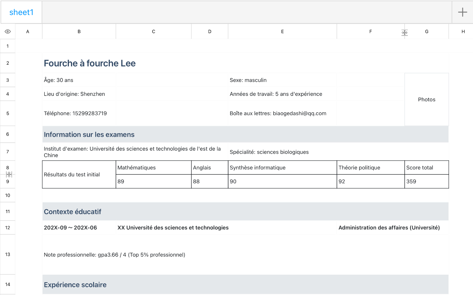 CV de reprise des études supérieures 2